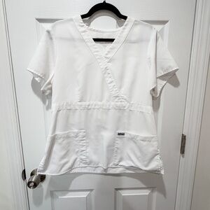 Grey's Anatomy White Crossover Scrub Top